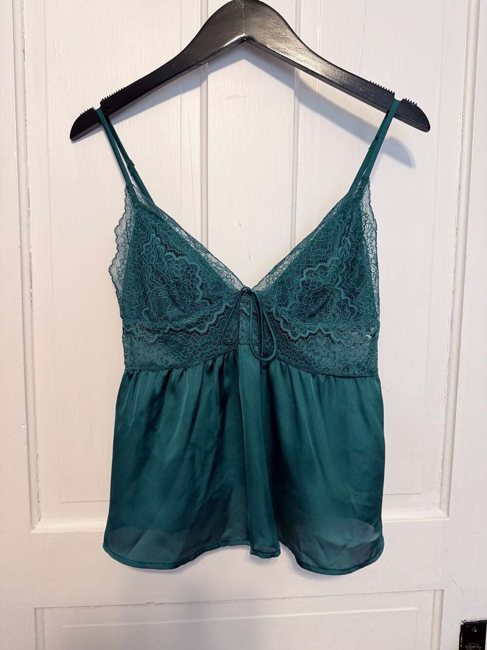 Victoria's Secret Shaded Spruce Satin and Lace Cami Top